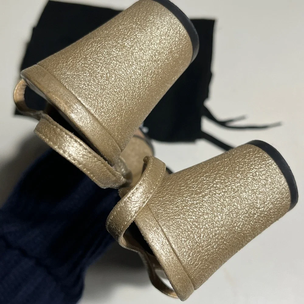 CHANEL Women's Gold and Black Slingback Heels - Picture 3 of 10